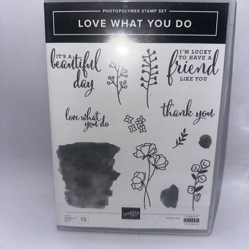 Stampin Up LOVE WHAT YOU DO Photopolymer Cling Stamp Set floral watercolor